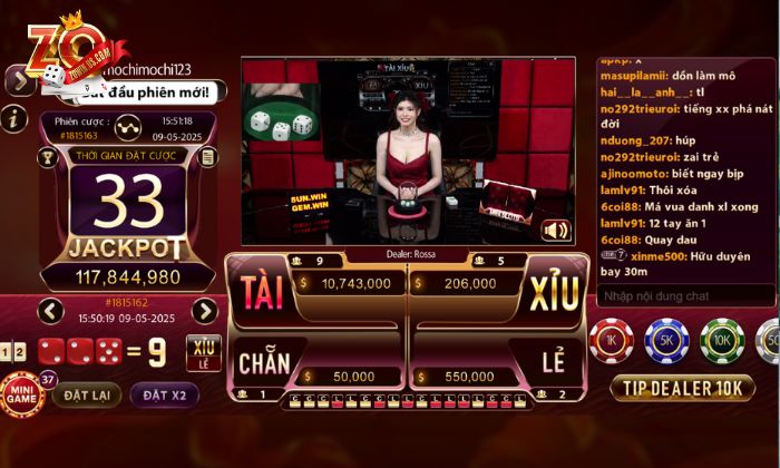 Chơi tài xỉu live tại Zowin với cách đặt cược đơn giản, tỷ lệ thưởng hấp dẫn