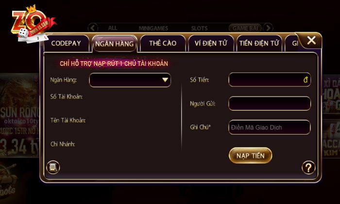 Giao dịch thanh toán tại cổng game Zowin tiện lợi, đa dạng phương thức